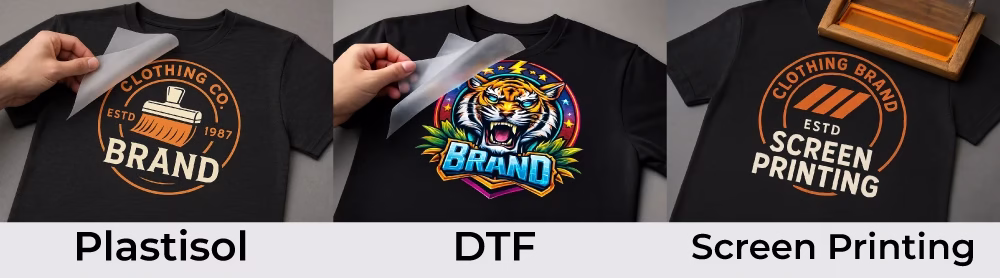 Plastisol Transfers vs. DTF vs. Screen Printing: Which Is Best for Your Clothing Brand? 2 PlasisolvsDTF